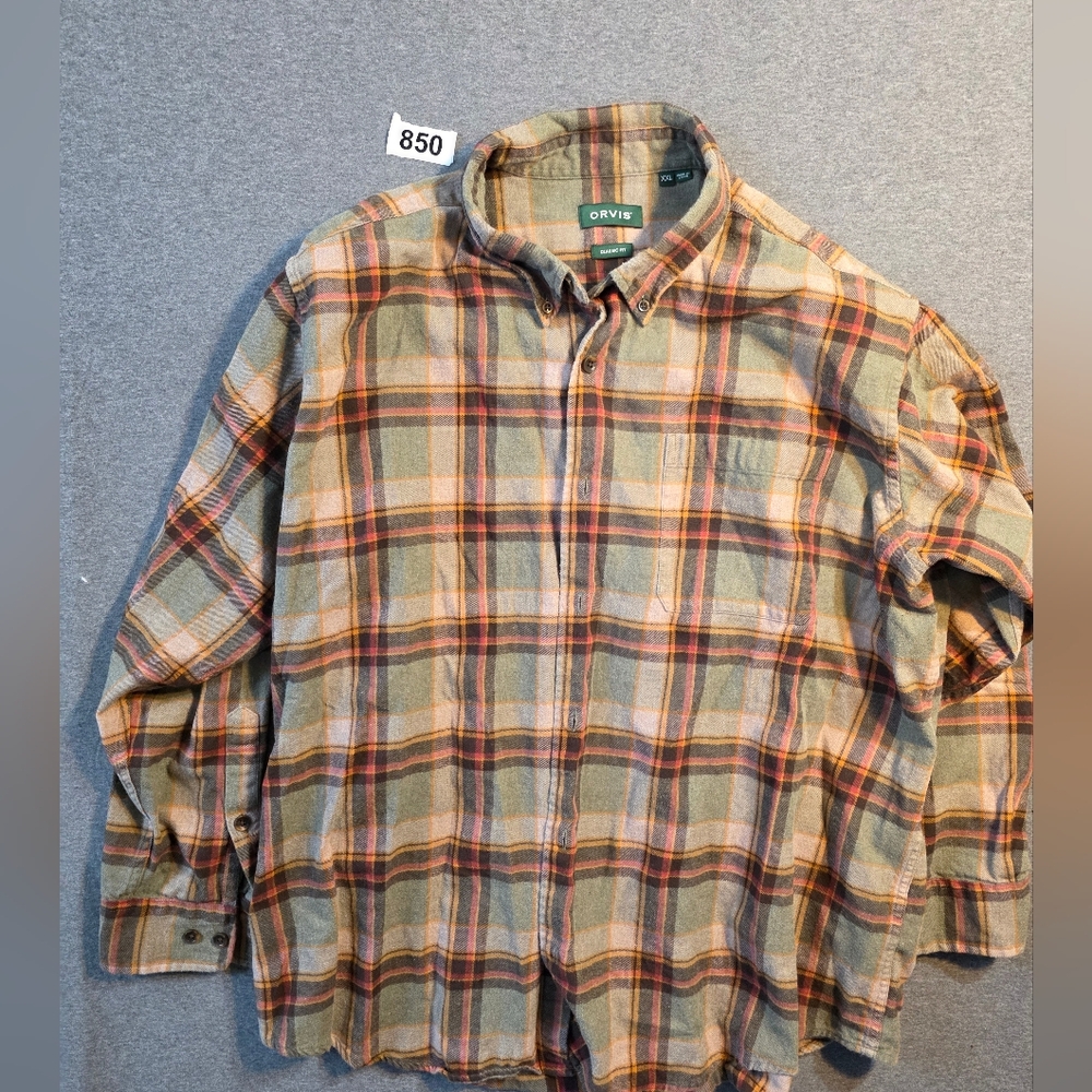 Orvis Multicolor Plaid Flannel Mens 2X Classic Fit Gorpcore Grandpa